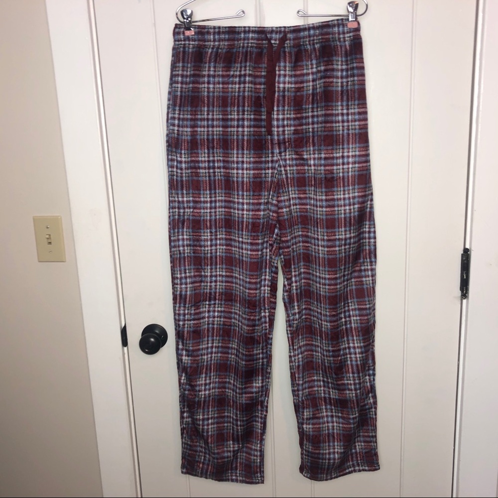 Stafford Burgundy Plaid Loungewear Pants Men Small‎ NWT